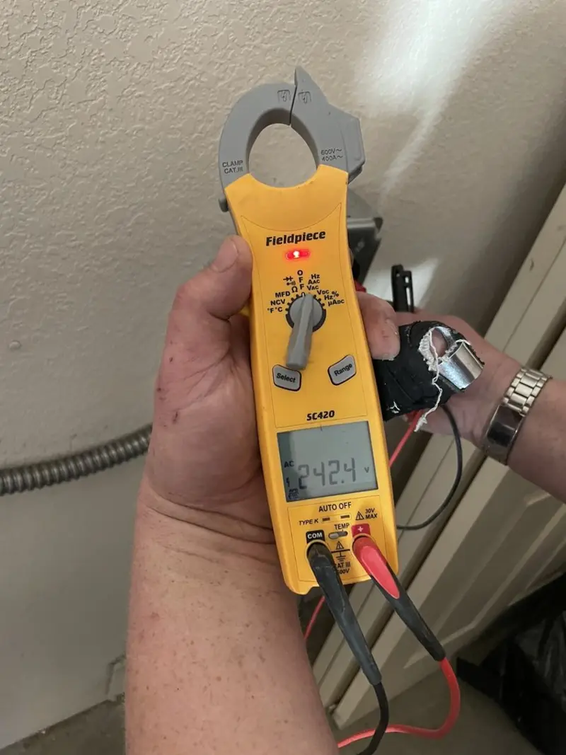 Voltage testing with clamp meter during Generator Installation in Hoosick